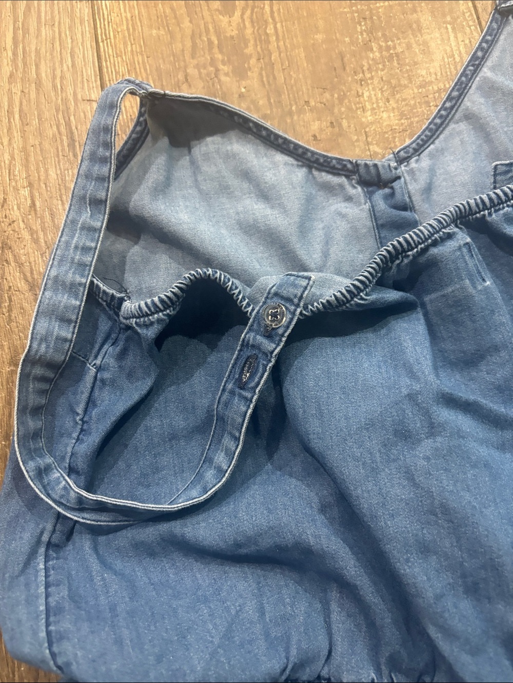 Old Navy Light Blue Denim Sleeveless Romper with Drawstring - Picture 4 of 5